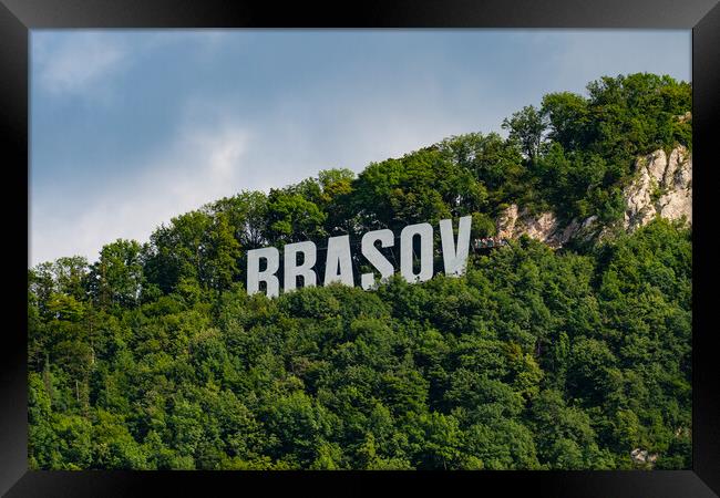 Sign of Brasov on Tampa Mountain, Romania Framed Print by Chun Ju Wu