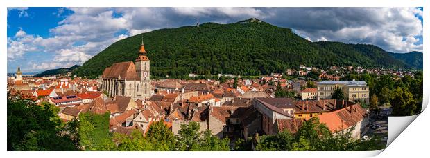 Panorana of the old city center of Brasov and Tampa Mountain, Romania Print by Chun Ju Wu