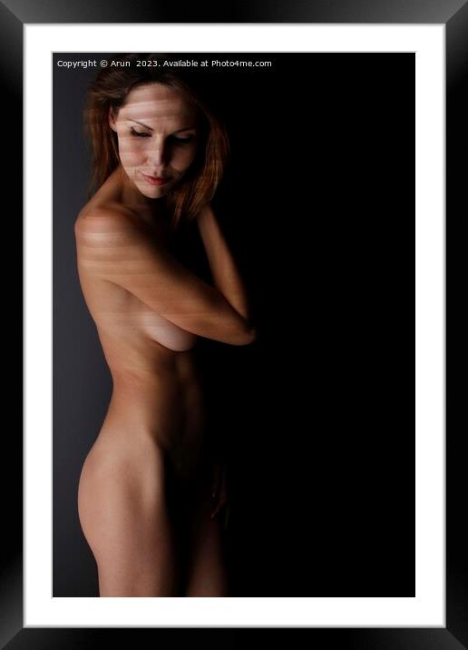 Beautiful nude white woman in a studio Framed Mounted Print by Arun 