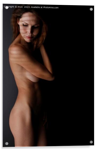Beautiful nude white woman in a studio Acrylic by Arun 