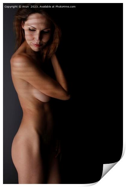 Beautiful nude white woman in a studio Print by Arun 