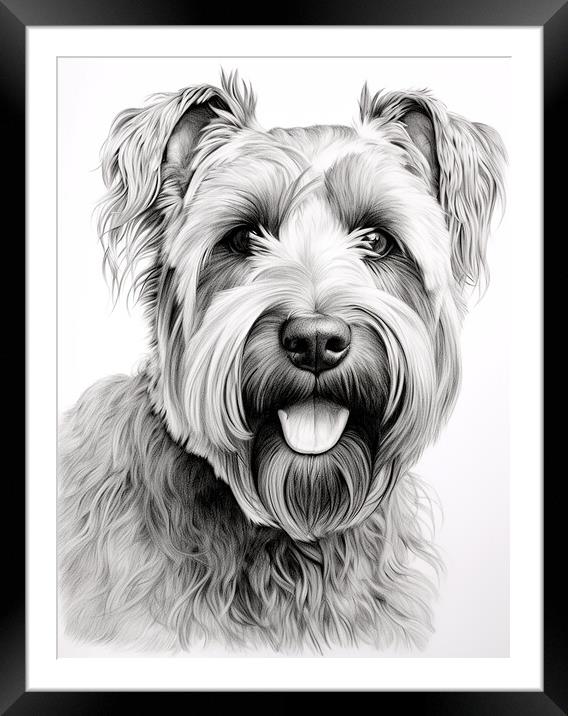 Bouvier Des Flandres Pencil Drawing Framed Mounted Print by K9 Art