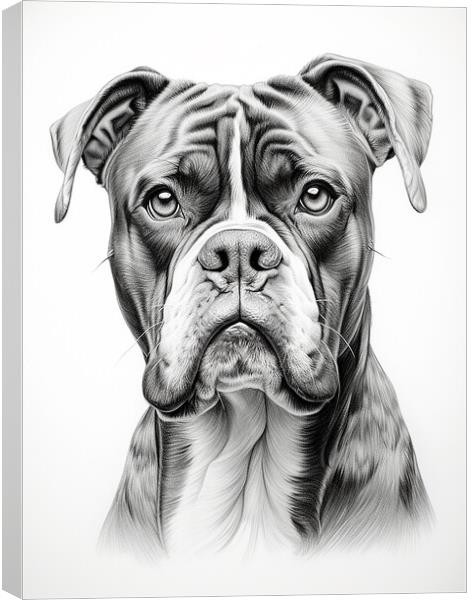 Boxer Pencil Drawing Canvas Print by K9 Art
