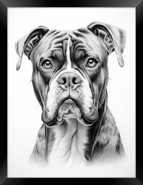 Boxer Pencil Drawing Framed Print by K9 Art