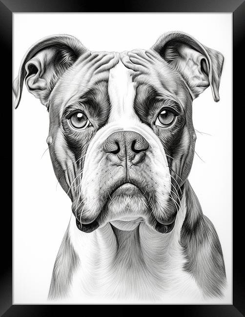 Boxer Pencil Drawing Framed Print by K9 Art