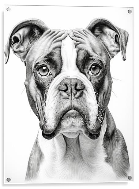Boxer Pencil Drawing Acrylic by K9 Art
