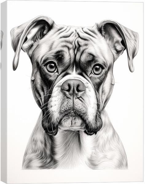 Boxer Pencil Drawing Canvas Print by K9 Art