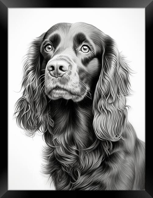 Boykin Spaniel Pencil Drawing Framed Print by K9 Art