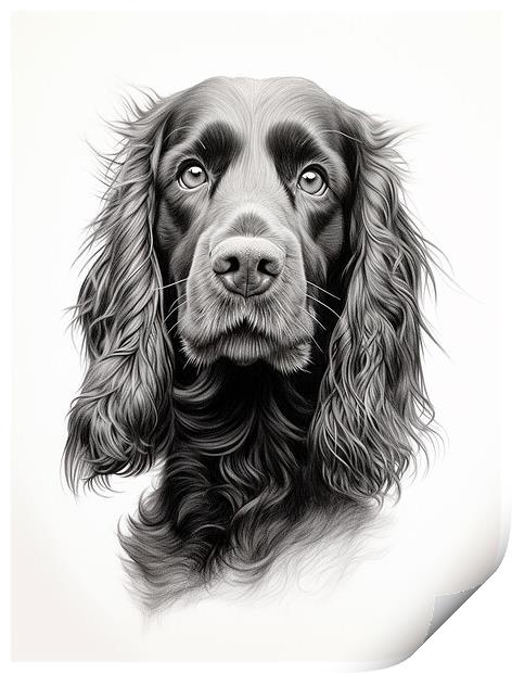 Boykin Spaniel Pencil Drawing Print by K9 Art