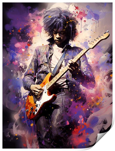 Jimi Hendrix Print by Steve Smith