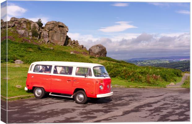 Cow Calf and Campervan Canvas Print by Alison Chambers