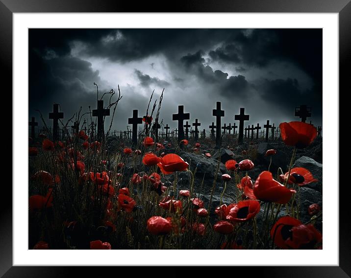 Flanders Field Poppies Framed Mounted Print by Steve Smith