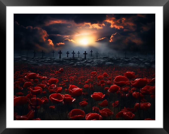 Flanders Field Poppies Framed Mounted Print by Steve Smith