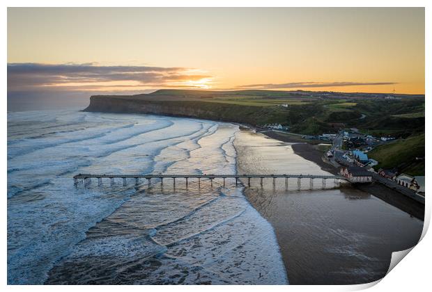 Sunrise at Saltburn by the Sea Print by Apollo Aerial Photography