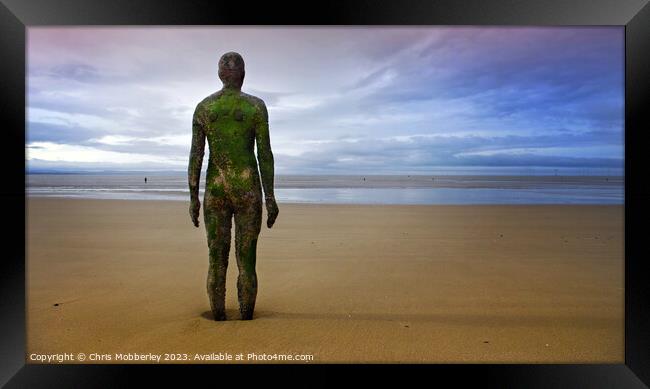Crosby Beach iron man Framed Print by Chris Mobberley