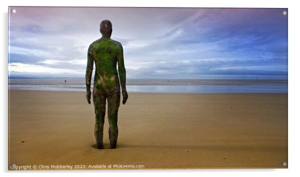 Crosby Beach iron man Acrylic by Chris Mobberley