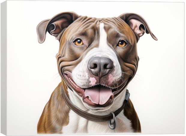 American Staffordshire Terrier Pencil Drawing Canvas Print by K9 Art