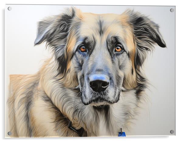 Anatolian Shepherd Dog Pencil Drawing Acrylic by K9 Art