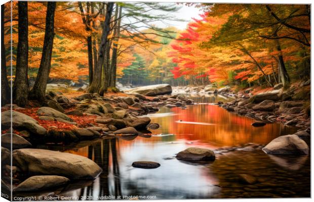 New England Stream in Autumn Canvas Print by Robert Deering