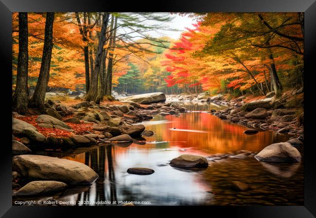 New England Stream in Autumn Framed Print by Robert Deering