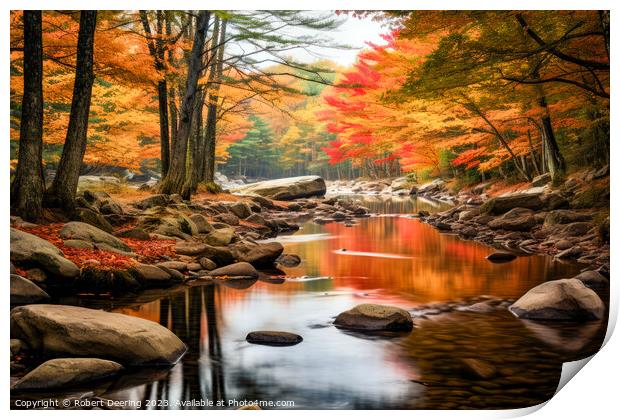 New England Stream in Autumn Print by Robert Deering