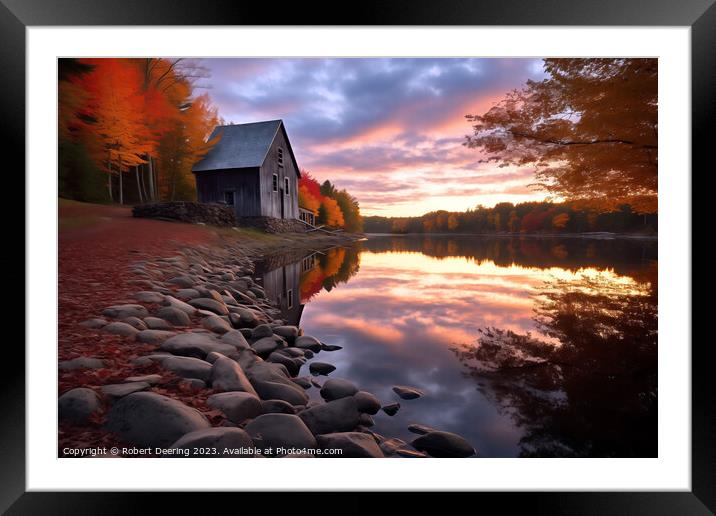 New England Shack in Fall Framed Mounted Print by Robert Deering