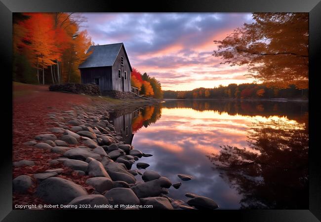New England Shack in Fall Framed Print by Robert Deering