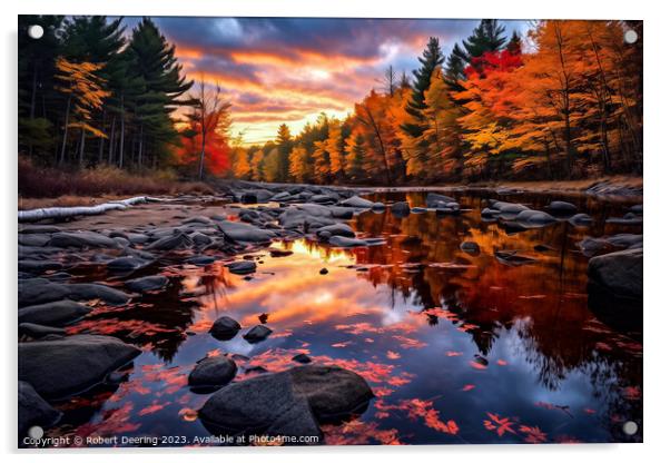 New England Fall Sunset Acrylic by Robert Deering