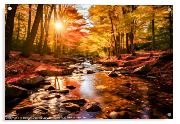 New England Fall Stream at Sunrise Acrylic by Robert Deering