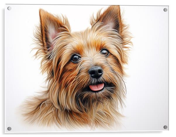 Australian Terrier Pencil Drawing Acrylic by K9 Art