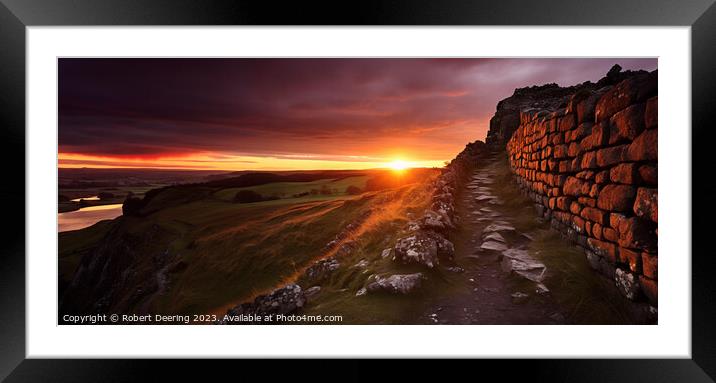 Sunset's Glow on Hadrian's Wall Framed Mounted Print by Robert Deering
