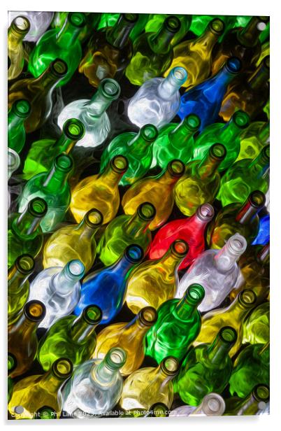 A collection of many coloured wine bottles Acrylic by Phil Lane