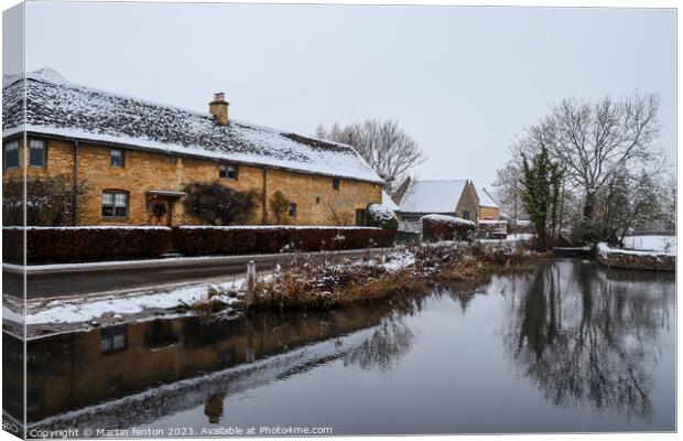 Snowy Lower Slaughter Canvas Print by Martin fenton