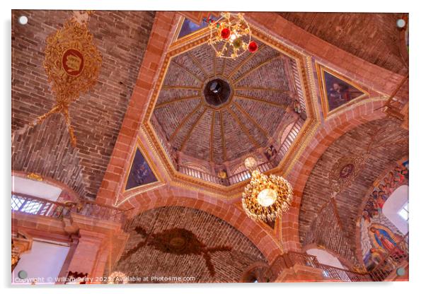 Basilica Dome Christmas Parroquia Archangel Church San Miguel Me Acrylic by William Perry