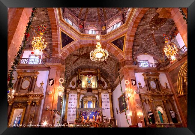 Basilica Parroquia Dome Archangel Church San Miguel Mexico Framed Print by William Perry