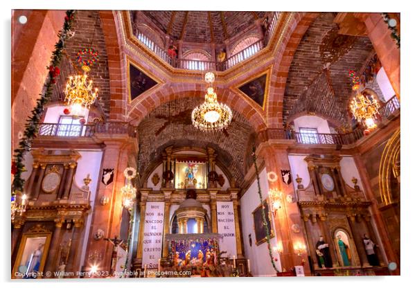 Basilica Parroquia Dome Archangel Church San Miguel Mexico Acrylic by William Perry