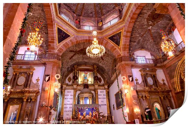 Basilica Parroquia Dome Archangel Church San Miguel Mexico Print by William Perry