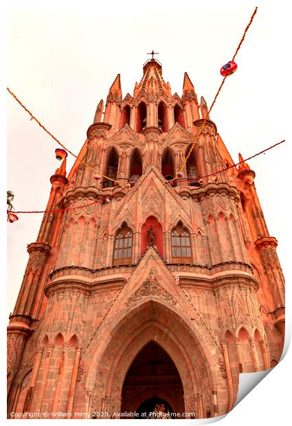 Facade Parroquia Christmas Archangel Church San Miguel Mexico Print by William Perry