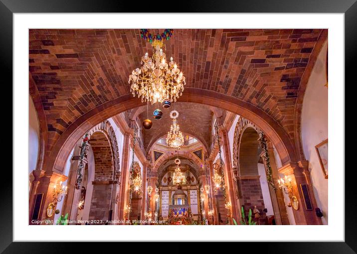 Basilica Christmas Parroquia Archangel Church San Miguel Mexico Framed Mounted Print by William Perry