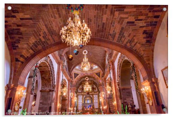 Basilica Christmas Parroquia Archangel Church San Miguel Mexico Acrylic by William Perry