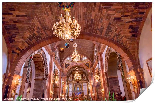 Basilica Christmas Parroquia Archangel Church San Miguel Mexico Print by William Perry