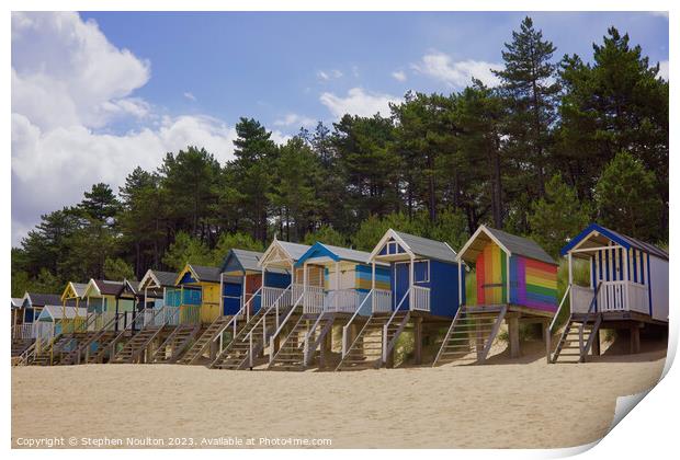 Beach huts Print by Stephen Noulton