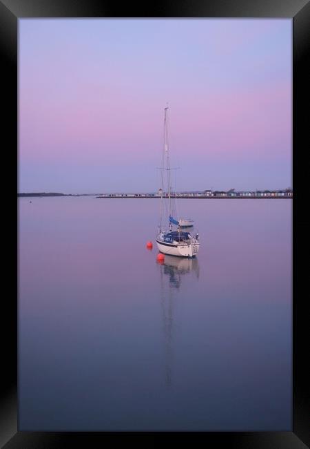 Pre sunrise colours and reflections over Brightlingsea Harbour  Framed Print by Tony lopez