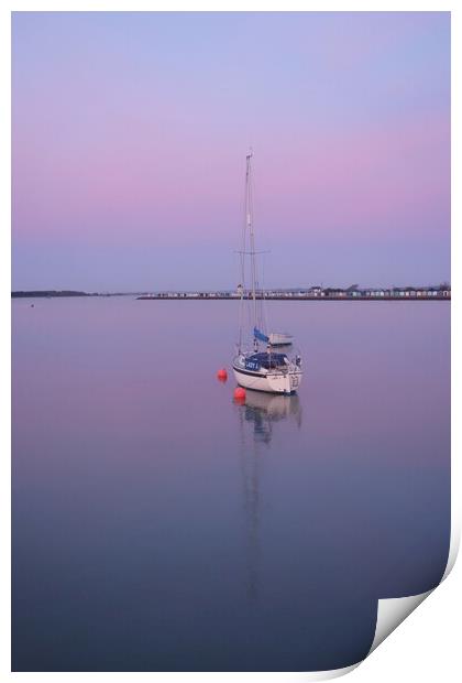 Pre sunrise colours and reflections over Brightlingsea Harbour  Print by Tony lopez