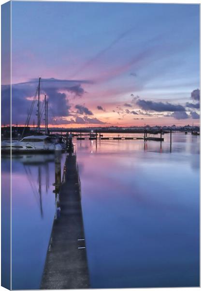Pre sunrise colours over Brightlingsea Harbour  Canvas Print by Tony lopez