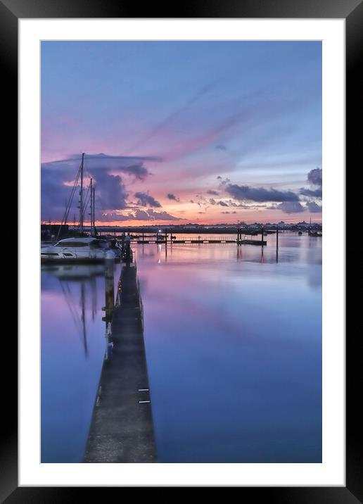 Pre sunrise colours over Brightlingsea Harbour  Framed Mounted Print by Tony lopez
