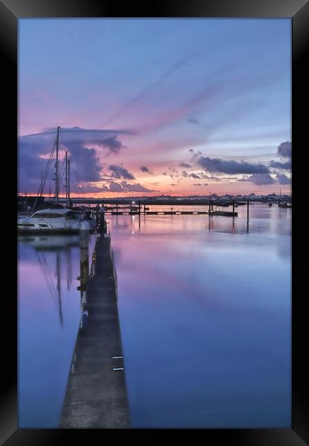 Pre sunrise colours over Brightlingsea Harbour  Framed Print by Tony lopez