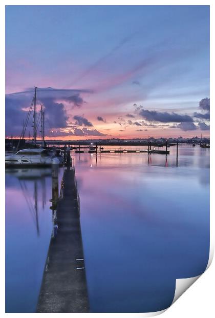 Pre sunrise colours over Brightlingsea Harbour  Print by Tony lopez