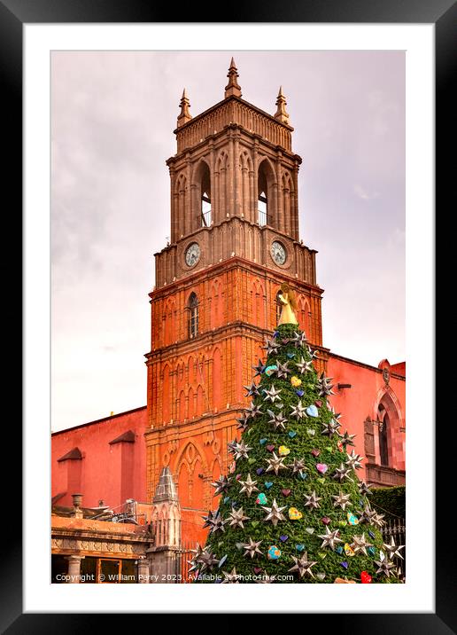 Old Church Tower Christmas San Miguel Mexico Framed Mounted Print by William Perry