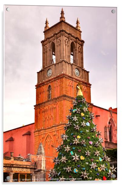 Old Church Tower Christmas San Miguel Mexico Acrylic by William Perry